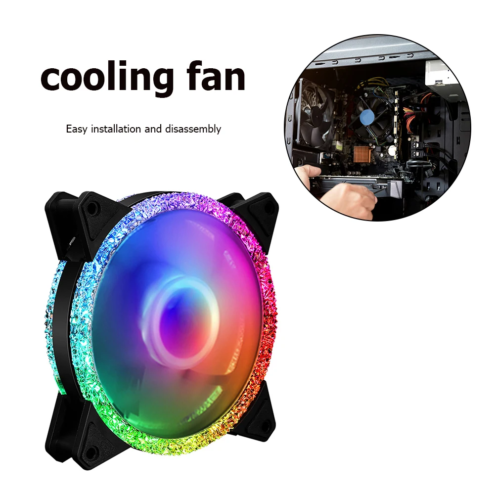 120mm 팬 RGB 케이스 팬 LED 컴퓨터 케이스 팬 조정 가능한 RGB 및 팬 DC 12V 소형 3 핀 + 대형 4 핀 11 블레이드, PC 액세서리