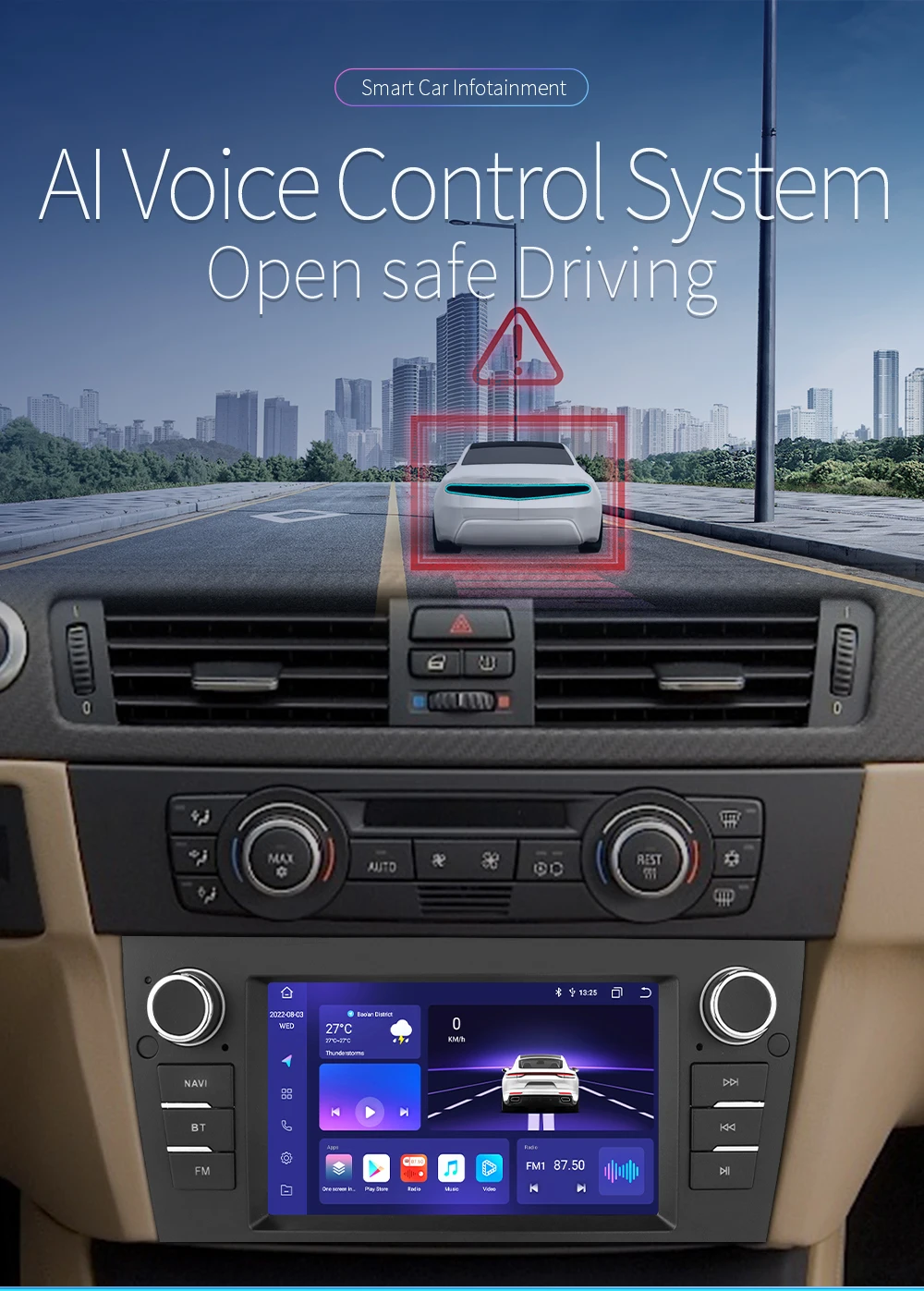 7 Zoll Carplay Android Auto Autoradio für BMW 3er E90 E91 E92 E93 2006-2012 Autoradio GPS Multimedia Player 2DIN RDS Bildschirm – Detail 1