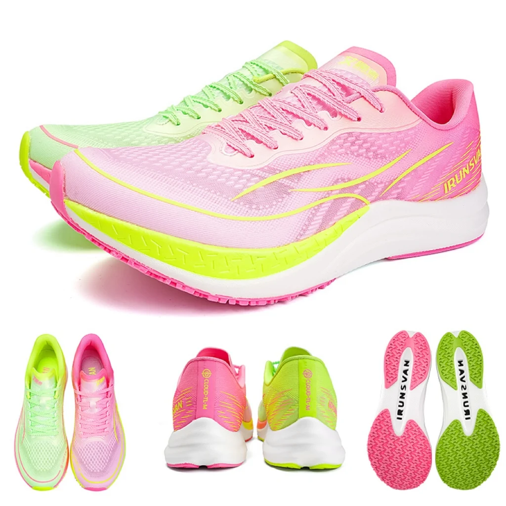 IRUNSVAN Professional Athletic Shoes Men 2024 Nylon Carbon Plate Color-Spliced Breathable Stability Fashion Sneakers Unisex