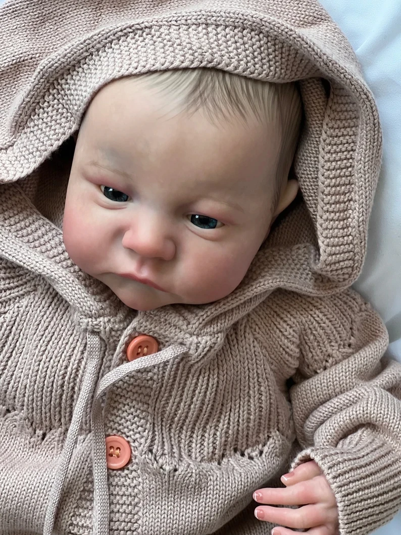 19inch Already Painted Finished Reborn Baby Doll Levi Awake Newborn Baby Size 3D Skin Visible Veins Collectible Art Doll