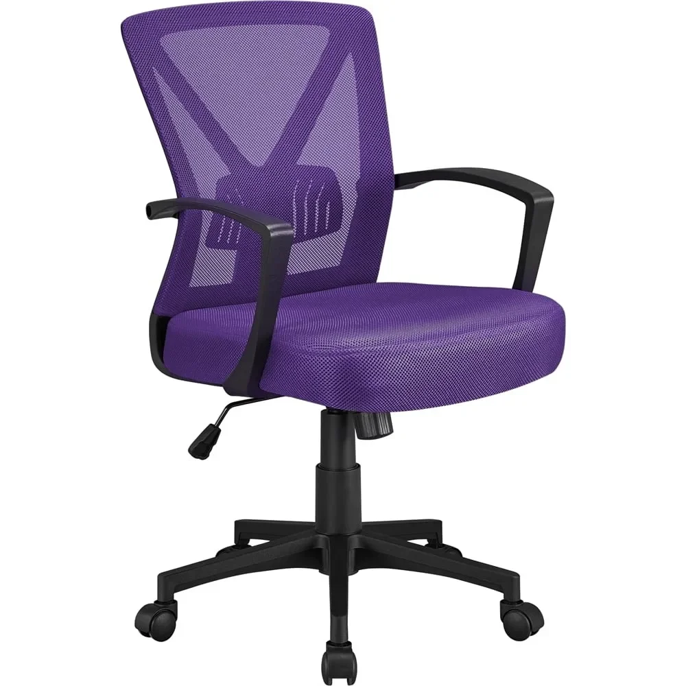 

SMILE MART Adjustable Mesh Office Chair Mid Back Executive Chair with Wheels, Purple/Black Computer Chair