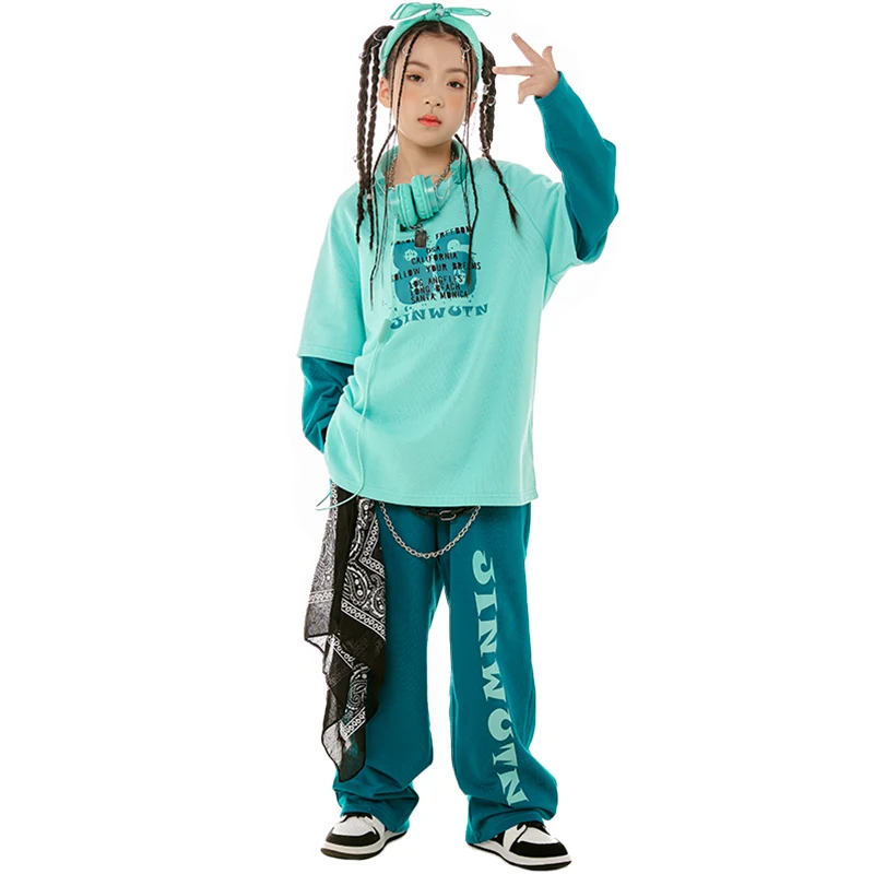 Hip Hop Dance Clothes Girls Boys Long Sleeves Tops Pants Jogger Wear Kids Jazz Street Dance Performance Costume