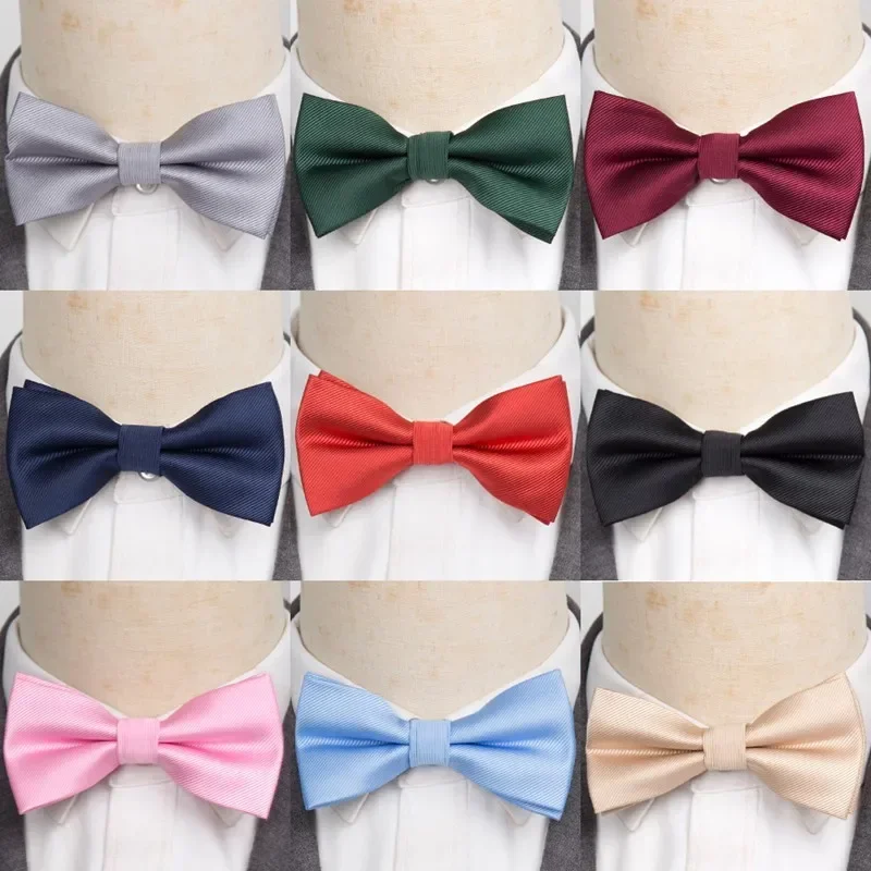 Mens Bowtie Cravat Set Bow Tie Solid Black Pink Red Fashion Butterfly Ties for Men Handkerchief Party Man Gift Wedding Dress Accessories