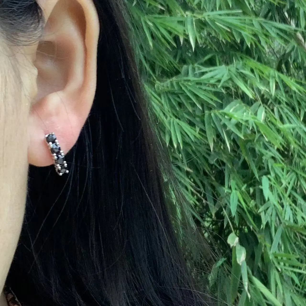 Vintage Natural Garnet Hoop Earrings Simple Classic Round Circle Gemstone Jewelry Handmade