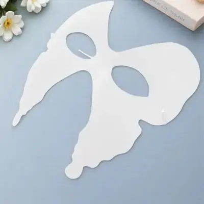 6Pcs 화이트 페이퍼 나비 마스크 DIY 빈 하프 페이스 마스크 생일 웨딩 파티 코스프레 DIY