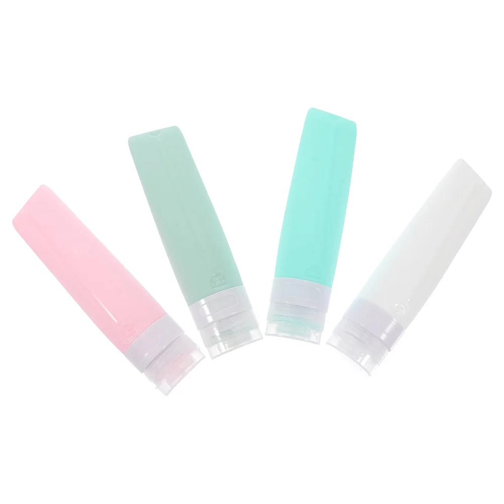 

4 Pcs Silica Gel Bottle Empty Bottles Refillable Lotion Shampoo Cosmetics Reusable Leak-proof Travel Liquid Dispensers