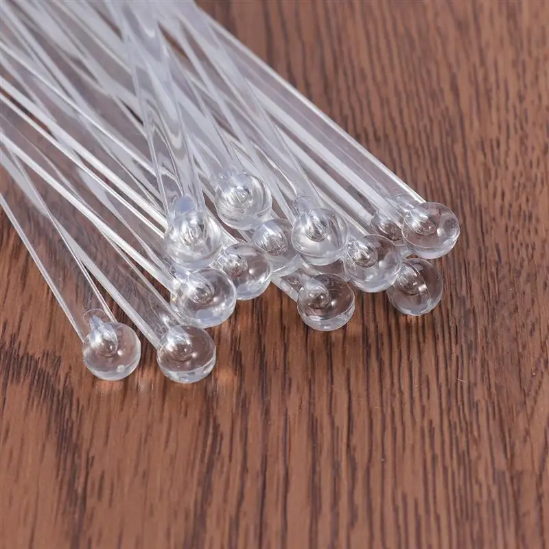 Cocktail Stirrers 100Pcs Transparent Round Plastic Ladle Swizzle Stick Mixing