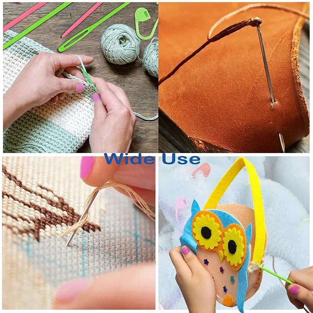 26Pcs sewing knitting kits large eye blunt yarn needles plastic weaving needles crochet locking counter stitch markers