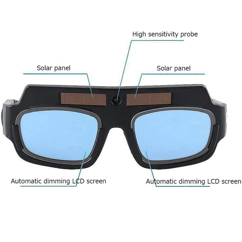 

4X Solar Powered Auto Darkening Welding Mask Helmet Goggles Welder Glasses Arc Anti-Shock Lens With Storage Case