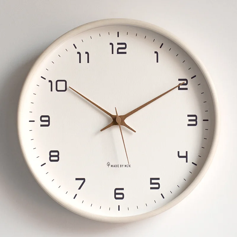 2025 New 10/12/14inch Nordic Solid Wood Simple Wall Clock Living Room Home Decoration Silent Fashion Light Luxury Creative Clock 3