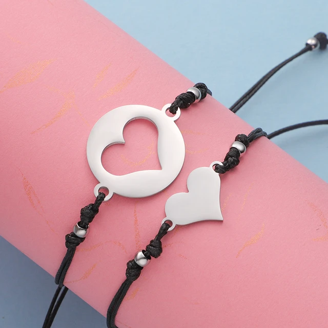 Adjustable Stainless Steel Couple Bracelet  Heart-shaped Stainless Steel  Bracelets - Bracelets - Aliexpress