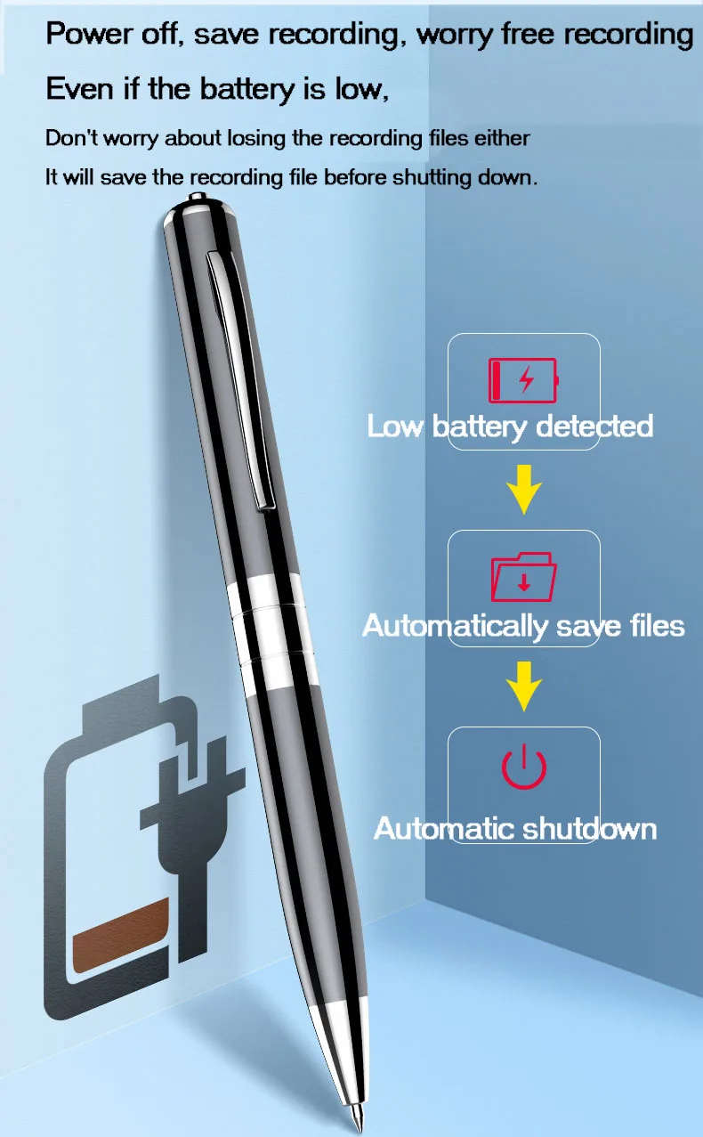 Portable High Definition Noise Reduction Recording Pen with Rechargeable Battery