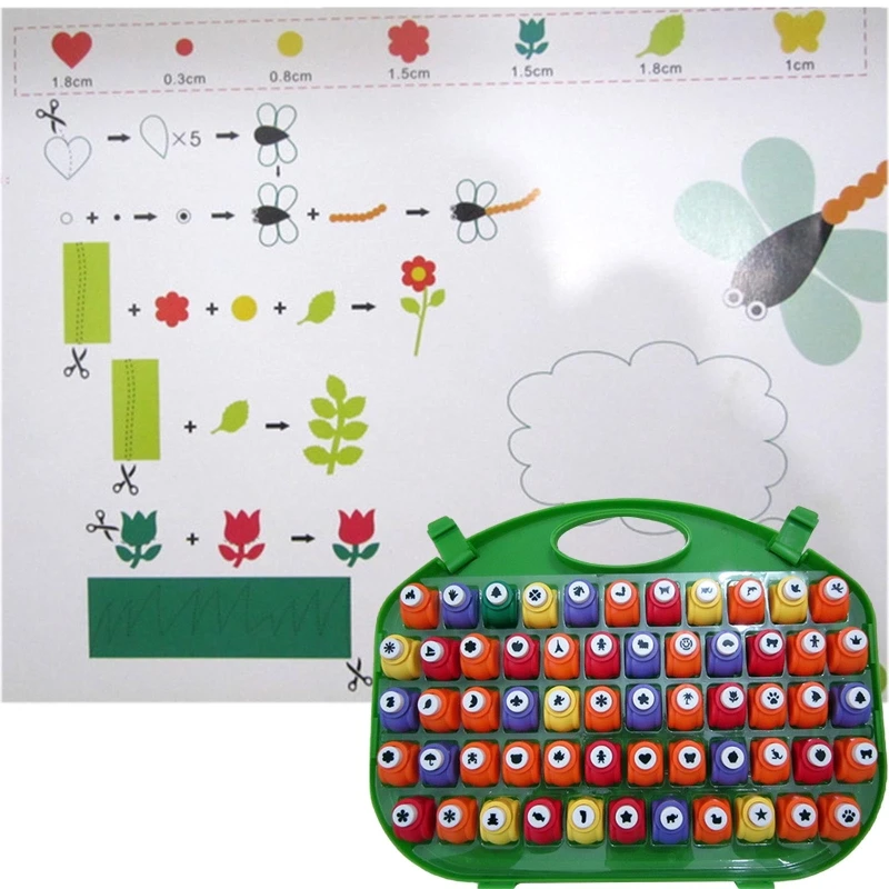 

58pcs/set Mini Scrapbook Punches embossing Craft Calico Printing DIY Flower Paper Craft Punch Hole Puncher Shape scrapbooking