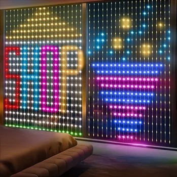 Smart Curtain Lights 400LED Bluetooth App LED String RGB Fairy Lights DIY Music Change Display for Window Bedroom Decoration