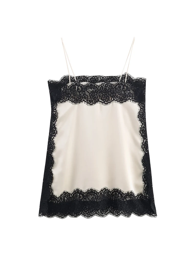 2026 New Women Lace Spliced Split Sling Top  Elegant Sexy Sleeveless Party Casual Camisole Top Fashion Female Vacation Outfit