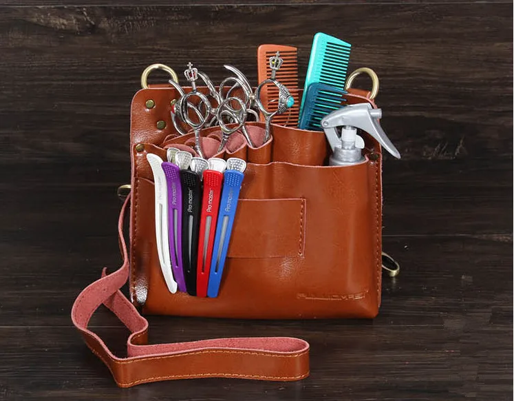 Leather Professional Barber Hair Scissors Bag Salon dressing Pouch Case  Styling  Tools