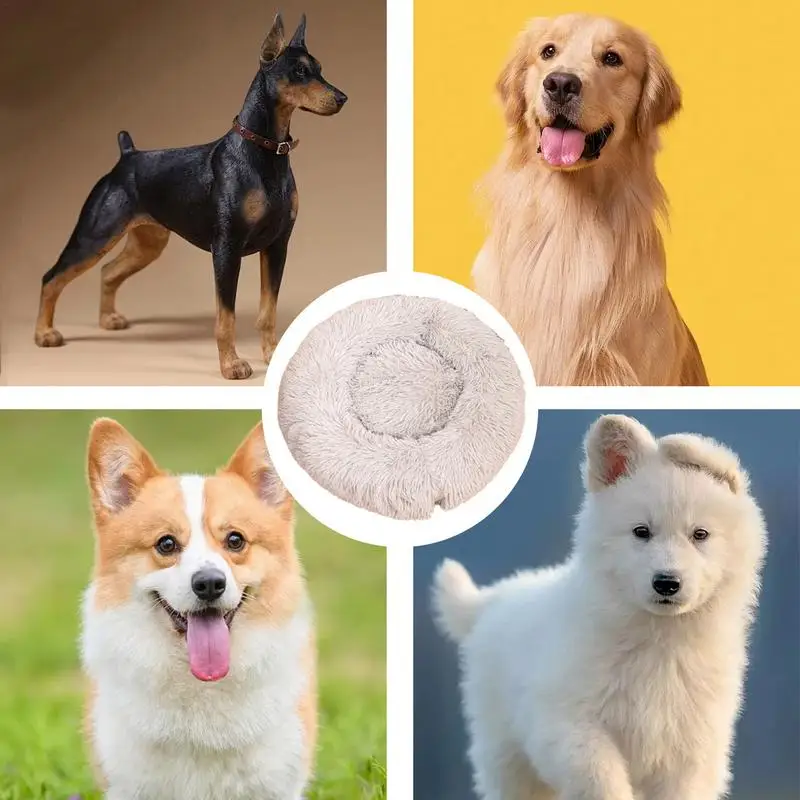 Soft Plush Round Pet Bed Round Plush Donut Cuddler Bed Cushion For Small Dogs And Cats Pet Snooze Sleeping Kennel For