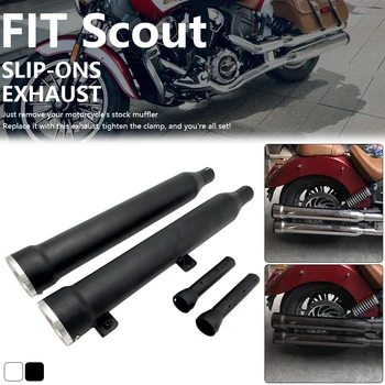 Black Chrome Slip-On Exhaust Mufflers System Slip Ons Silencer End With DB Killer Fits For Indian Scout Sixty Bobber 2015-2021