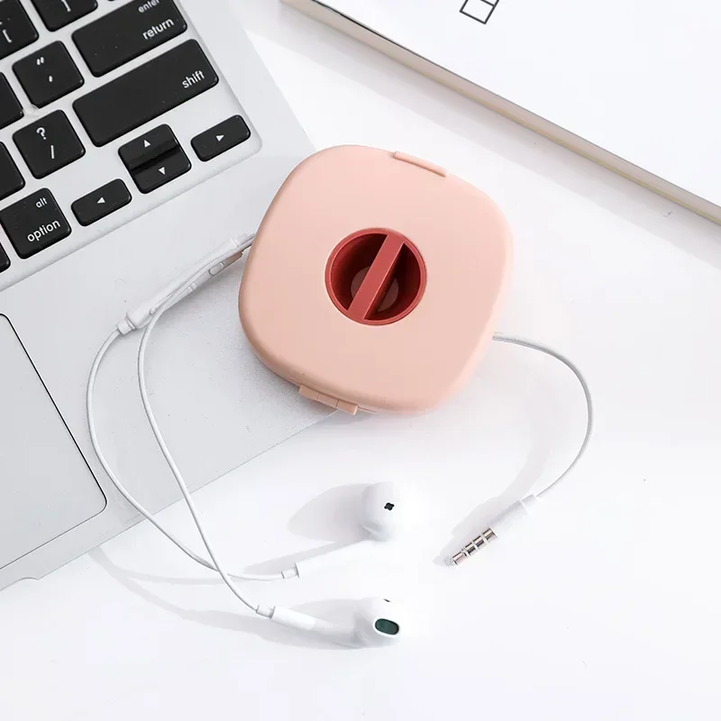 Cable Organizer Rotating Cable Winder Box Plastic Portable Wire Storage Case Phone Holder Mouse Wire Earphone Cord Storage