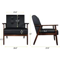 Leather Sofa Couch Set  Accent Chairs & 1Loveseat Black Faux Leather Loveseats Mid Century Modern Office Couch for Small Space 2