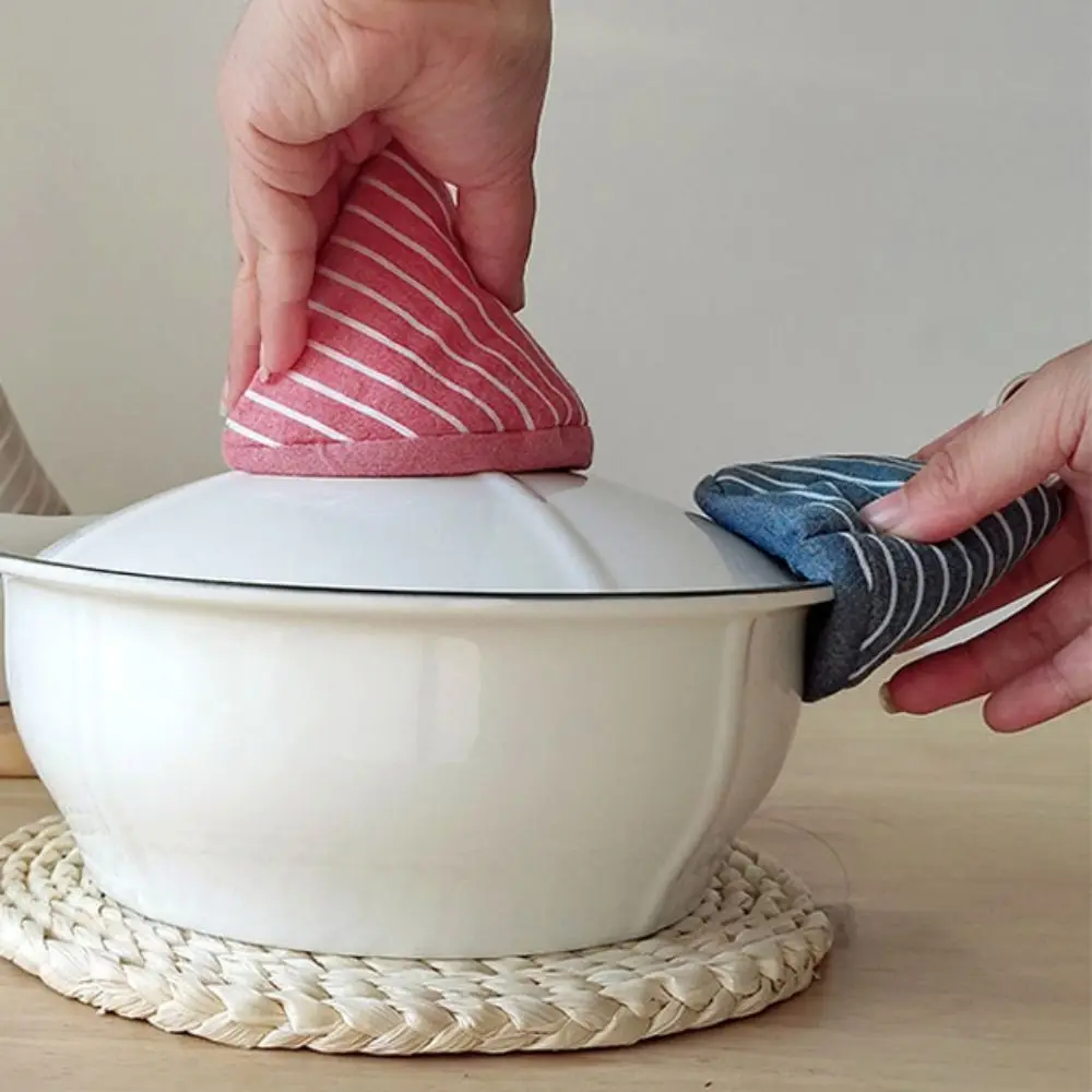 Striped Cotton Pot Holders Anti-Scalding Pot Triangle Hat Cloth Cover Thicker Handle Insulation