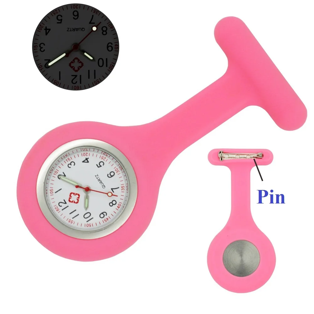 Pocket Watch Fashion Classic Women Doctor Nurse Silicone Rubber FOB Hospital Medical Brooch Pins Clock Gift