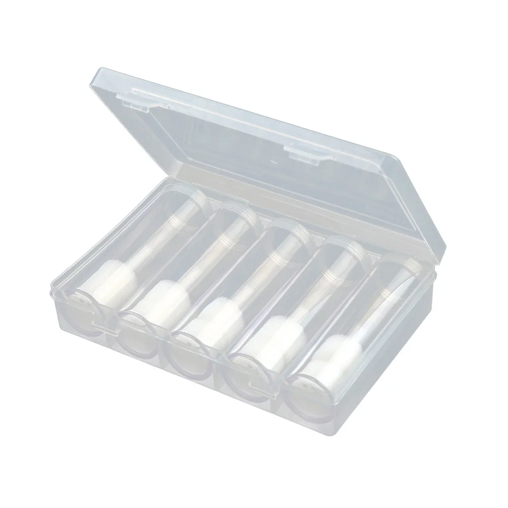 6pcs Plastic Clear Round Cases Coin Storage Protective Tube Holder with Storage Box (5 Tube + 1 Storage Box) 50pcs pack 5 ml centrifuge test tube clear plastic tube empty sample storage container round bottom ep tube with scale