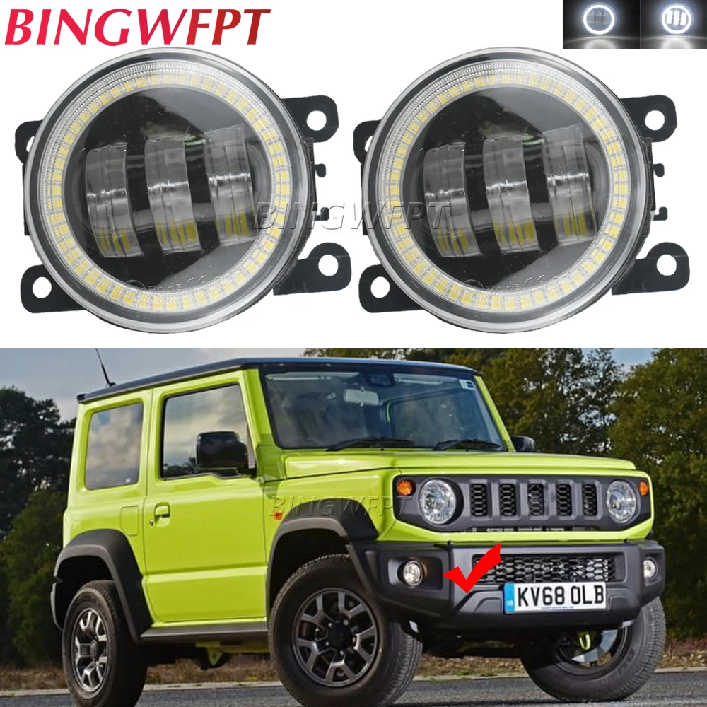 2 X Angel Eye Fog Light Assembly Per Suzuki Jimny Jb64 Jb74 2018 2019 2020 2021 2022 2023 Car Led Fog Daytime Running Lamp Drl