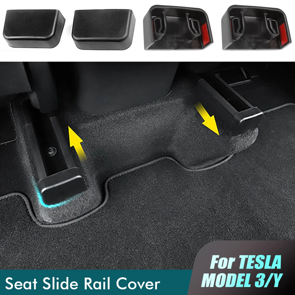 Tesla Model 3 and Model Y: Seat Slide Rails Soft Rubber Cover Plugs (4 pcs)