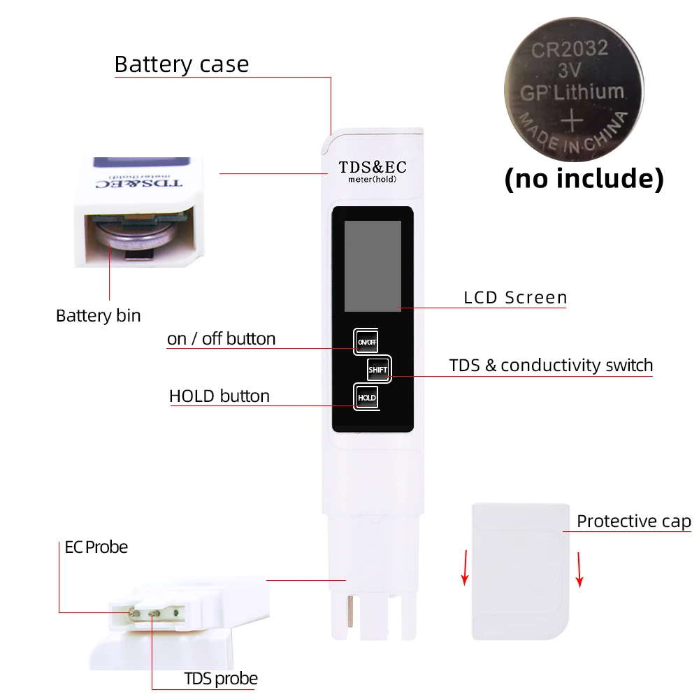 Portable LCD Digital PH Meter 0.01 + TDS EC Tester Pen Water Purity PPM Filter Hydroponic For Aquarium Pool Wine Urine 40% ph meter,water quality tester