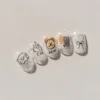 1pcs Cute Sketching Graffiti Animal Cat Dog Rabbit Bear Laser Nail Art Sticker Designs Self Adhesive Decoration Decal Acessories 6
