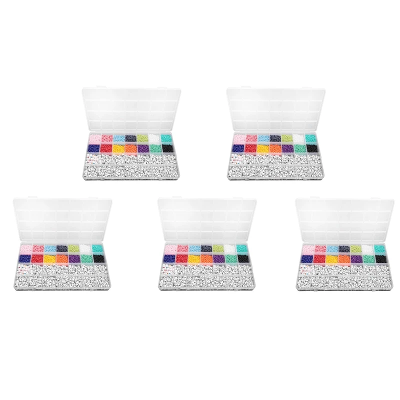 

25000Pcs Beads Kit, 3mm Glass Seed Beads, Alphabet Letter Beads and Heart Shape Beads for Name Bracelets Jewelry Making