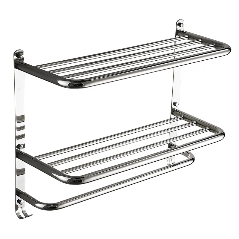 

Hotel Towel Rack stainless steel 304 bath towel rack 3 level wall mount bathroom shelves for accessories set