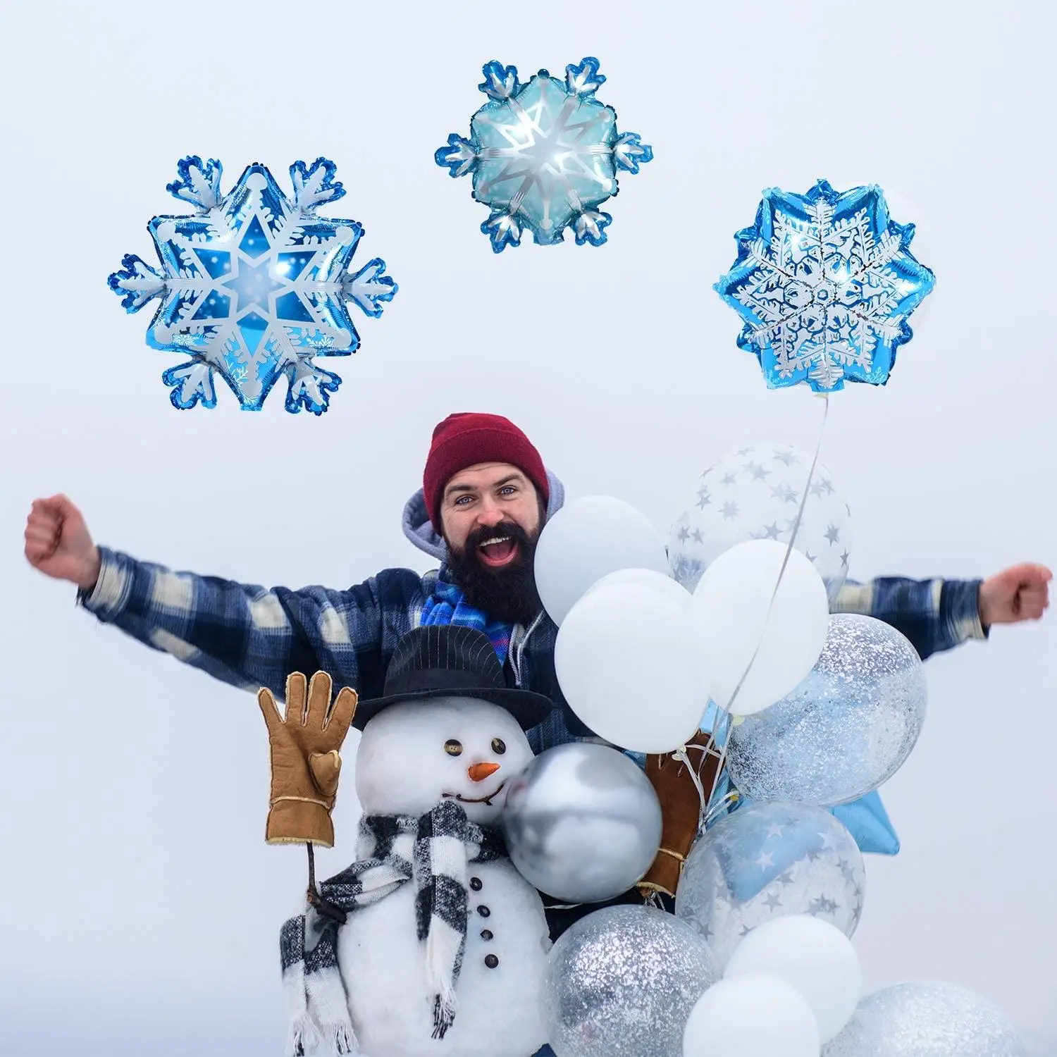 10 Große Schneeflocken-Folienballons Für Weihnachten – Winterdeko Für Geburtstag, Party & Fest