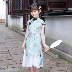 1pcs/lot chinese style children Girl Traditional Cheongsam Hanfu Dress Kids Princess Costume