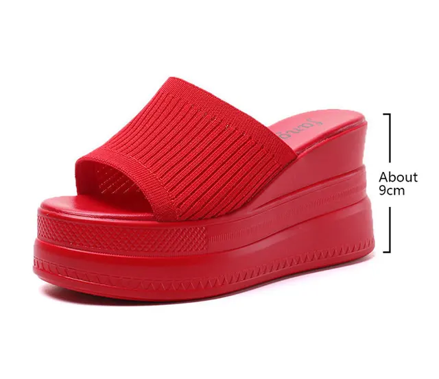 CBGELRT Womens Sandals Red Slippers Shoes Platform Casual Wedges