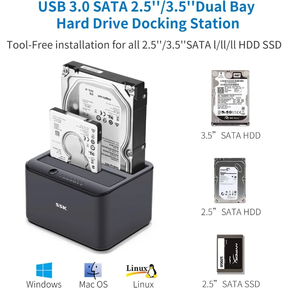 Inateck Station D’Accueil RGB SATA Vers USB 3.0 Pour Disques Durs Avec