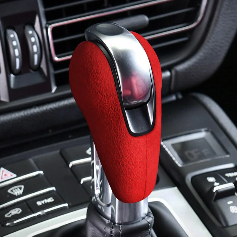 

Top Suede Wrap Car Gear Shift Knob Trim Sticker Cover For Porsche Cayman Panamera Macan Boxster 718 911 Interior Accessories