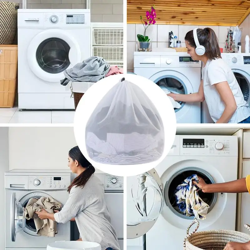 Laundry Wash Bags Universal Mesh Wash Bag With Drawstring Washable Laundry Delicates Bag Dirty Clothes Bag Net Bags For Home 4
