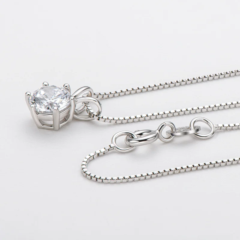 925 Sterling Silver 1ct Moissanite Necklace For Women Diamond Pendant Engagement Wedding Party Gift