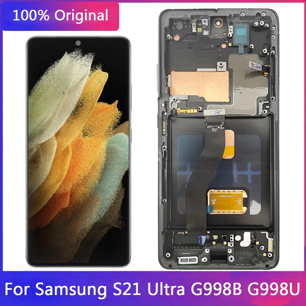 

For Samsung Galaxy S21 Ultra LCD Screen AMOLED Display With Frame 6.8" Samsung S21 Ultra G998B G998U1 LCD Display Parts