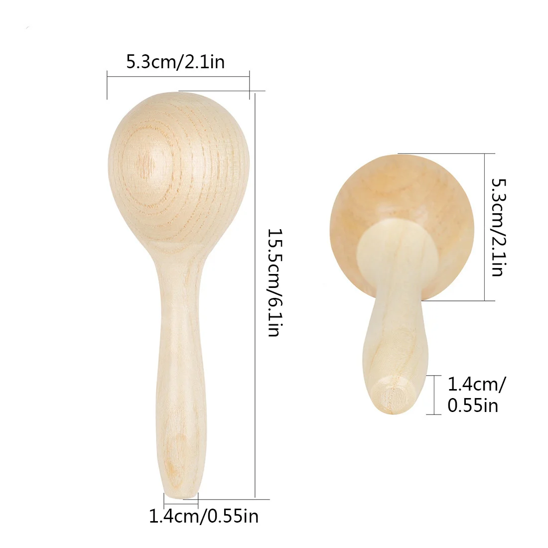 Log Maracas 2PCS Sand Hammer Ball Wood Color Noise Ball Shaker Gift Party Musical Percussion Instrument
