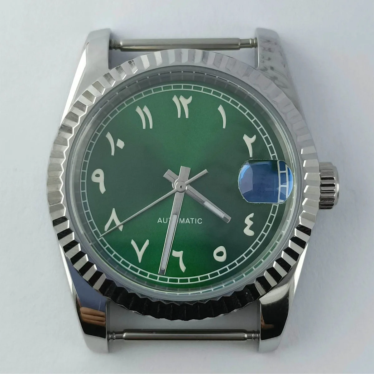 

NH35 dial NH35 case Arab Green Luminous Dial sapphire Stainless Steel Case Transparent Case Back for NH35/ NH36 Movementt