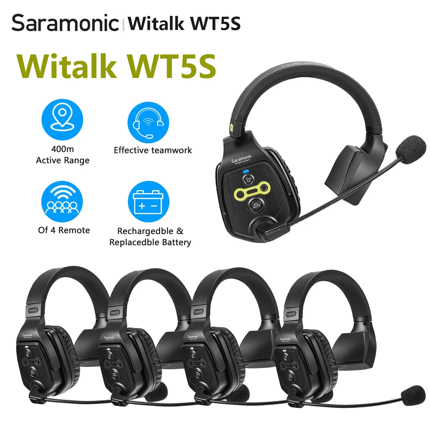 

Saramonic Witalk WT3S WT4S WT5S WT6S Full Duplex Headset System Communication Wireless Marine Boat Intercom Headsets Microphone