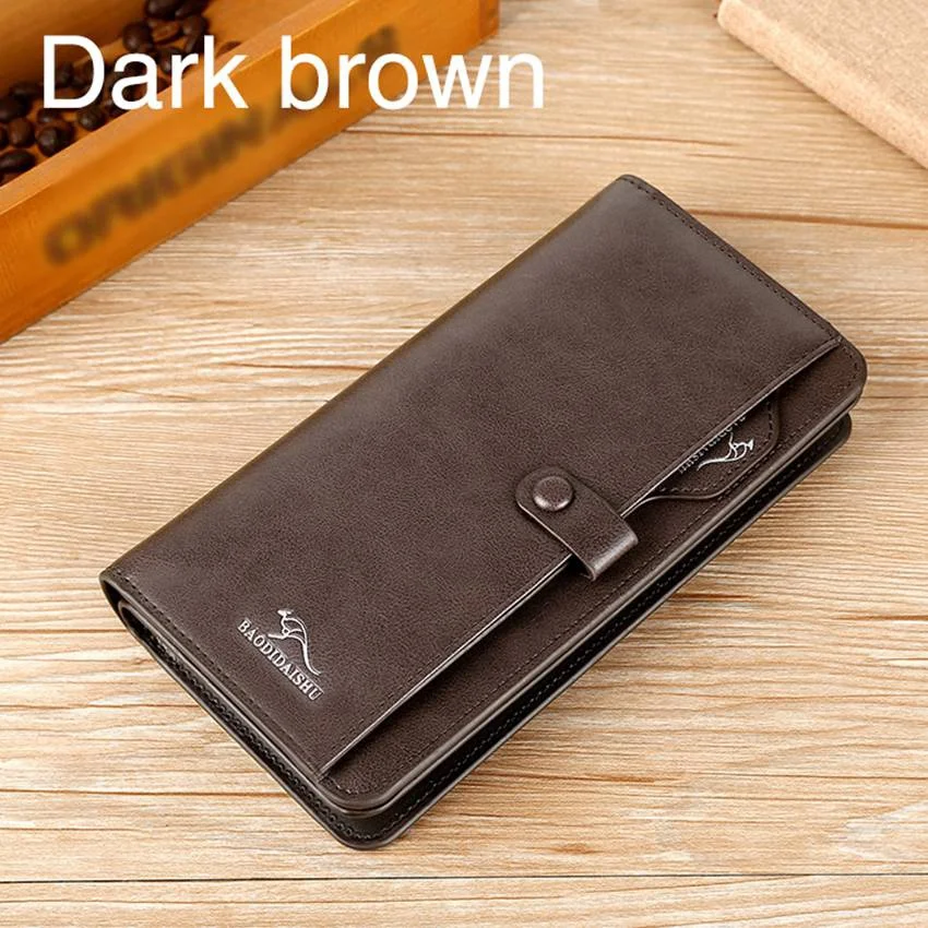 Retro pánské PU kůže wallets na zip náprsní taška kabelka dlouhé náprsní taška multifunkční bank/id karta držák náprsní taška