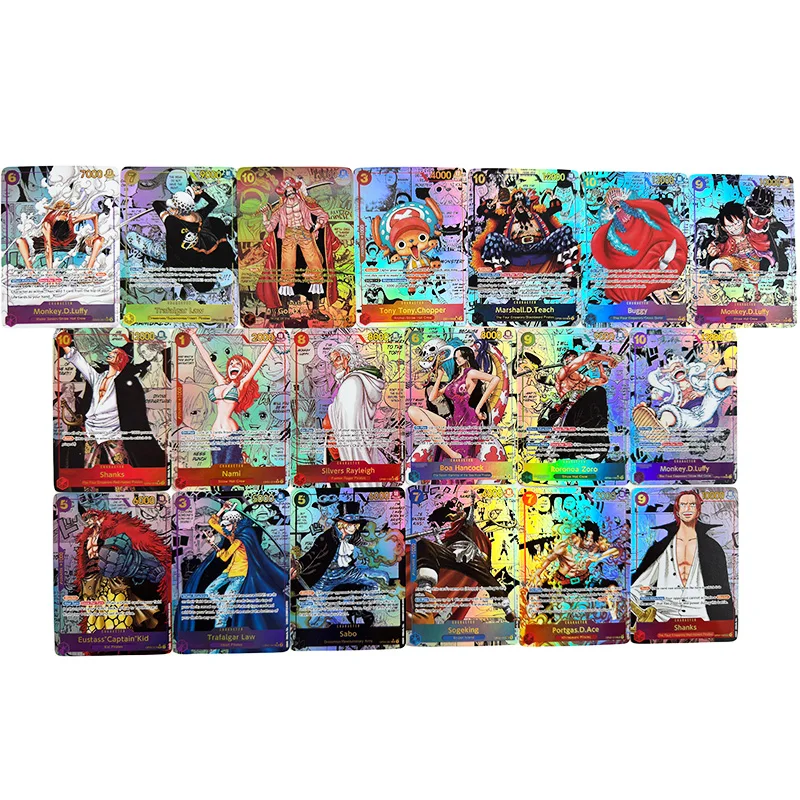 Anime One Piece Japanese English Version OPCG Comics Replica Shanks Rayleigh Nika Luffy Buggy Teach Game Anime Collection Cards anime cards