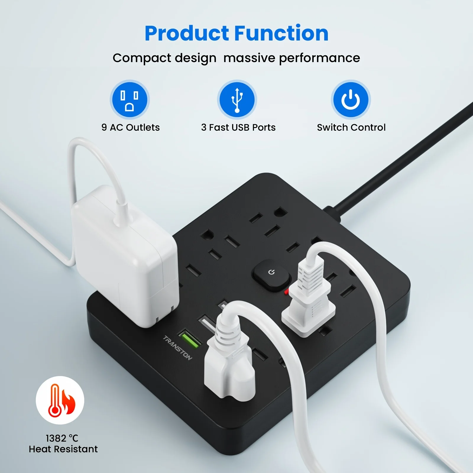 TRANSTON Surge Protector Power Strip 4
