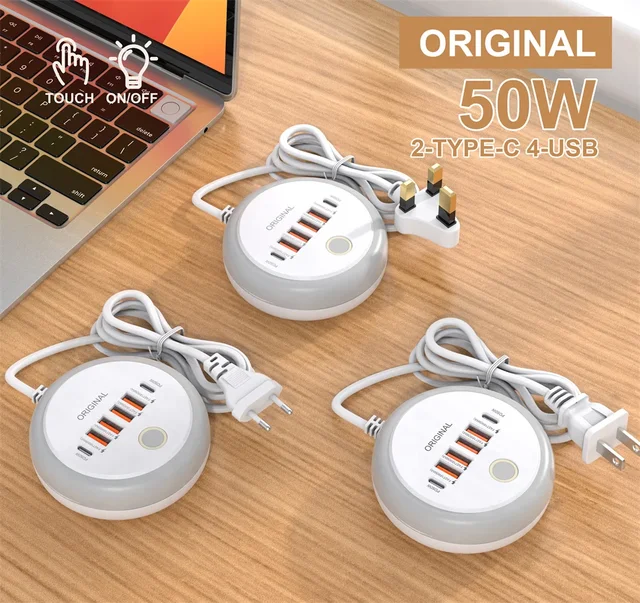 50W Power Strip Multi Port USB C Socket Type C Fast Charging Wall Charger USB Adapter For iPhone12 13 Quick Mobile Phone Charger 2