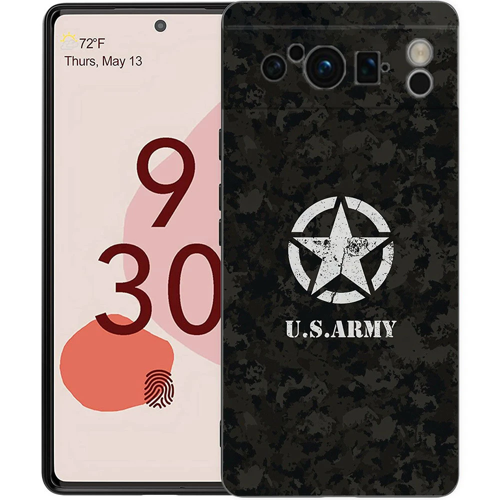 Luxury Black Soft TPU Phone Case with Army Soldier Tactical Insignia Design