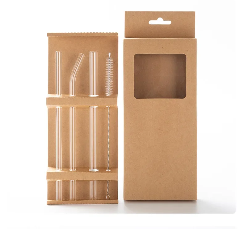 1set Heat Resistant Glass Straws With Brush - Set Of 5 - Reusable And Washable,Perfect For Smoothies, Milkshakes, Tea, Juice